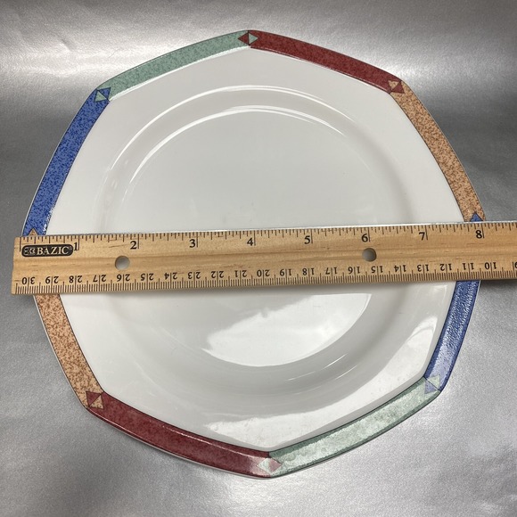 Set Of (2) Christopher Stuart Fine China Diamond Optic Pattern 8" Salad Plates - Picture 3 of 6